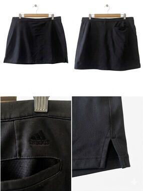ADIDAS Skort Mini Skirt Black Athletic Sport Tennis Built-In Shorts Slit SIZE XL